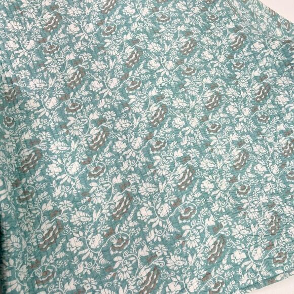 Orvis Jacket Women Large Quilted Pearl Button Front Blue Green Floral Lightweigh - Picture 8 of 10